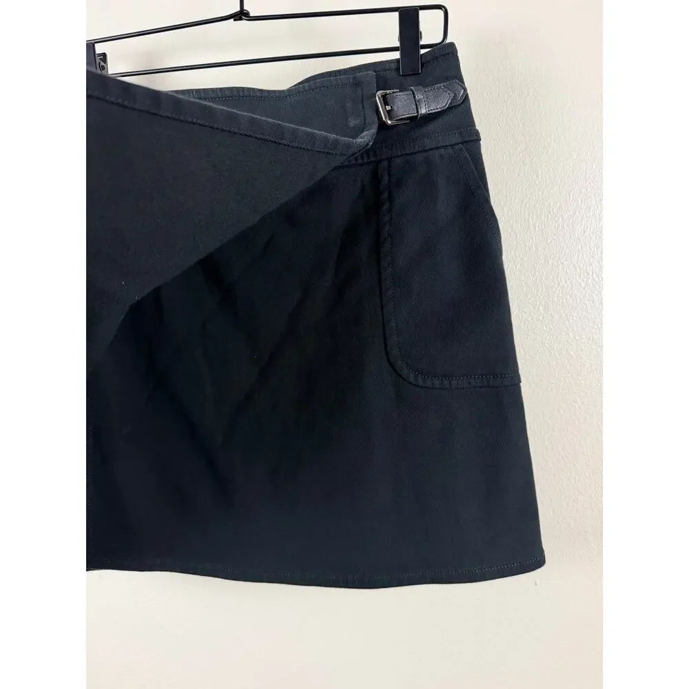 Ralph Lauren Utility Cargo Skirt Womens 6 Black Cotton Buckle Pocket Mini Y2K